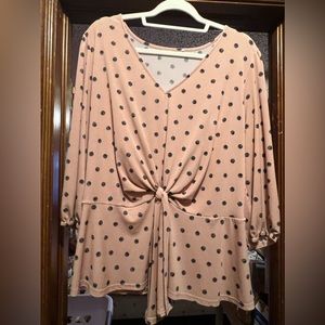 Pink plus size twist and tie blouse 1X/2X